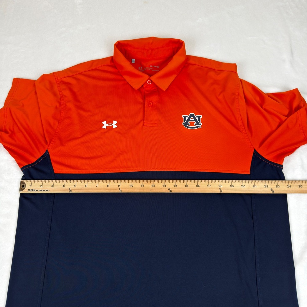 Under Armour Auburn Tigers Colorblock Polo Shirt Mens XL Orange Navy HeatGear - Picture 6 of 8